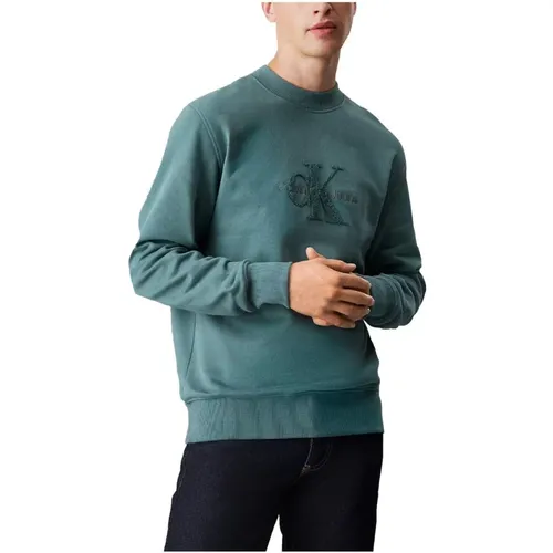 Chenille-Sweatshirt mit Besticktem Logo , Herren, Größe: M - Calvin Klein - Modalova