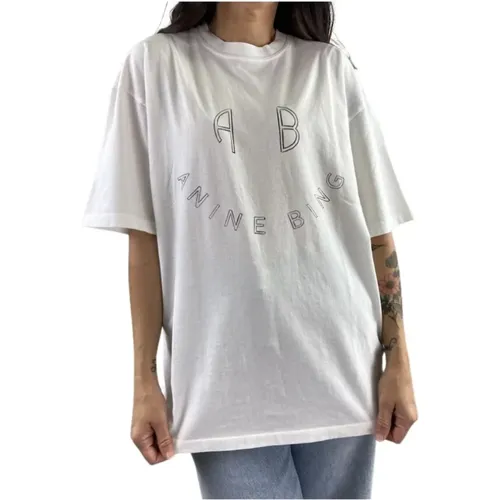 Weißes T-Shirt mit kurzen Ärmeln , Damen, Größe: S - Anine Bing - Modalova