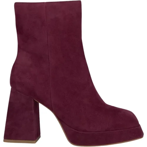 Square Toe Leather Ankle Boots , female, Sizes: 8 UK, 2 UK - Alma en Pena - Modalova