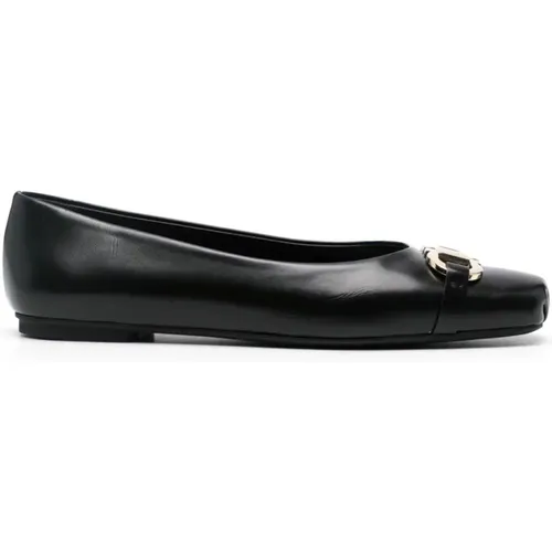 Schwarze flache Ballettschuhe mit Gancini-Schnalle , Damen, Größe: 39 1/2 EU - Salvatore Ferragamo - Modalova