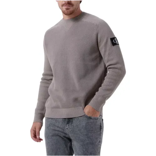 Monologo Badge Sweater Taupe,Monologo Badge Pullover Beige - Calvin Klein - Modalova