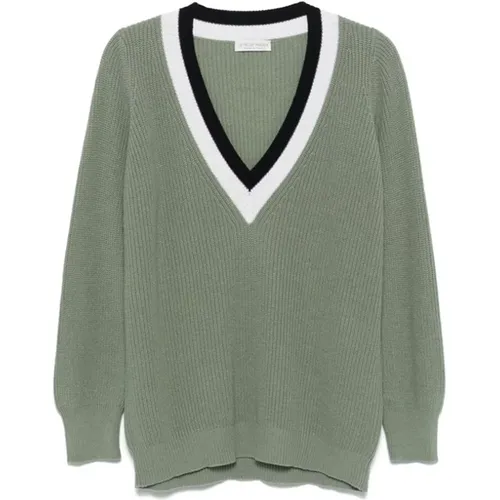 Grüner Chevron Strick Gestreifter Pullover - Le Tricot Perugia - Modalova