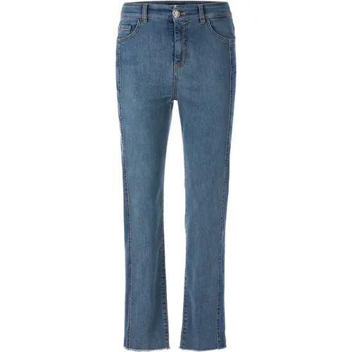 Patchwork-Dessin Jeans mit Fransensaum , Damen, Größe: XS - Marc Cain - Modalova