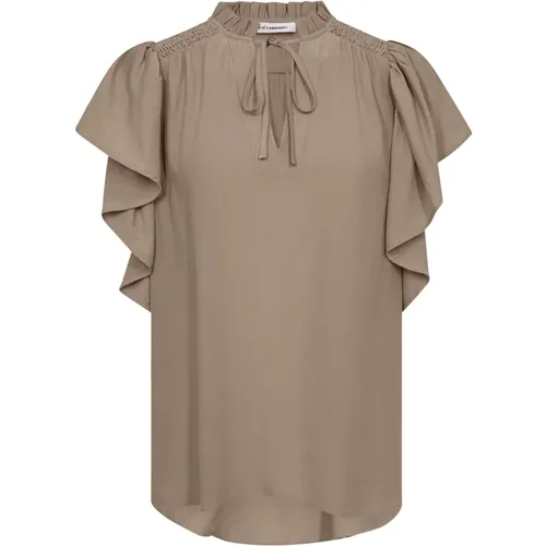 Frill Top Blouse in Walnut , female, Sizes: L, M, XS, S - Co'Couture - Modalova