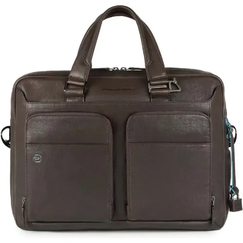 Dark Leather Laptop Bag , male, Sizes: ONE SIZE - Piquadro - Modalova
