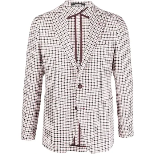 Formal Checkered Blazer in Elegant Pink , male, Sizes: M - Tagliatore - Modalova