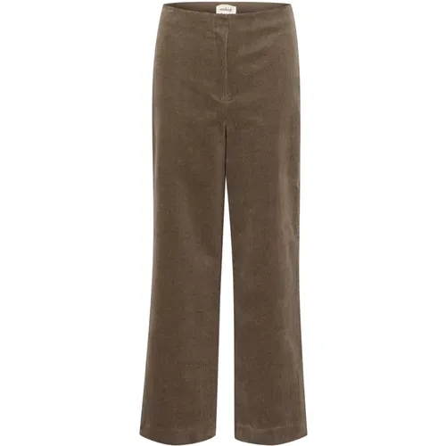 Wide Leg Straight Pants Morel , female, Sizes: M, L - Soaked in Luxury - Modalova