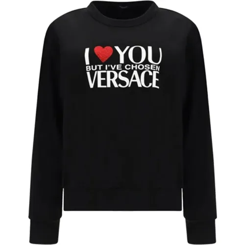 Baumwoll-Sweatshirt mit Logo und Nieten - Versace - Modalova