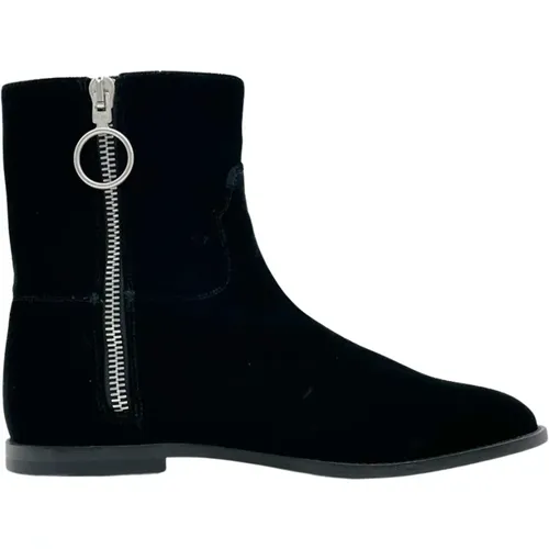 Suede Leather Side Zip Boots , male, Sizes: 9 UK - Off White - Modalova