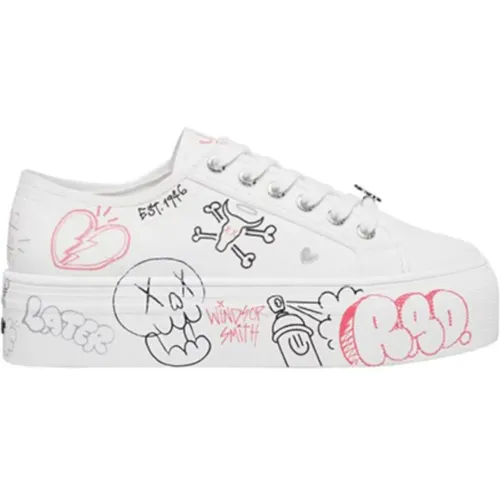 Multicolor Graffiti Stoff Damen Sneakers - Größe 38 , Damen, Größe: 38 EU - Windsor Smith - Modalova