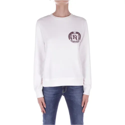 Ivory Pullover mit Frontlogo , Damen, Größe: L - Elisabetta Franchi - Modalova