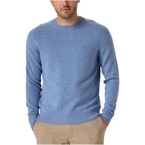 Blaue Lambswool Crew Neck Pullover,Schwarzer Lamswoll Rundhalspullover,Kamel Lambswoll Rundhals Pullover,Lambswool Crew Neck Pullover,Blaue Lambswool - Tommy Hilfiger - Modalova