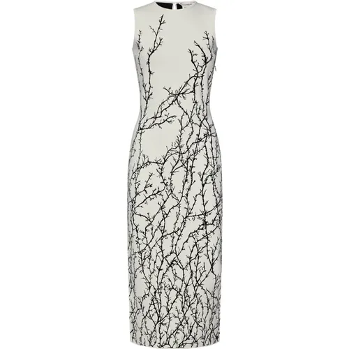 Weiße Jacquard Dornenäste Kleid - alexander mcqueen - Modalova