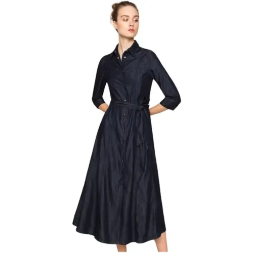 Denim Long Shirt Dress with Black Rhinestone Embellishments , female, Sizes: XS - Twinset - Modalova