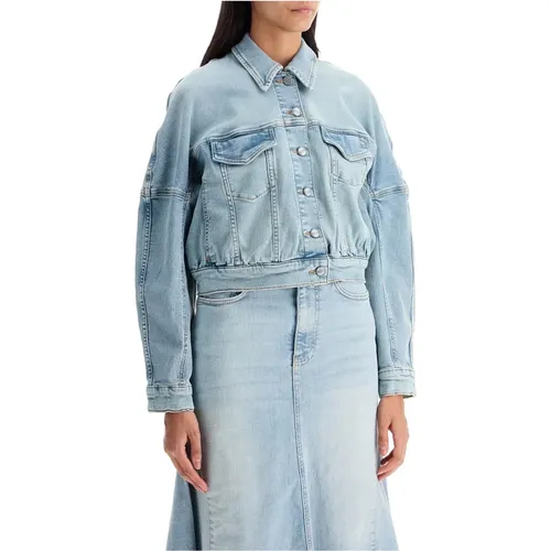 Stretch Denim Bomber Jacket , Damen, Größe: S - Ganni - Modalova