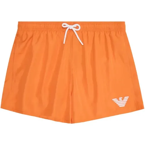 Solid Color Swim Shorts with Embroidered Logo , male, Sizes: L, S, 2XL, XL - Emporio Armani - Modalova