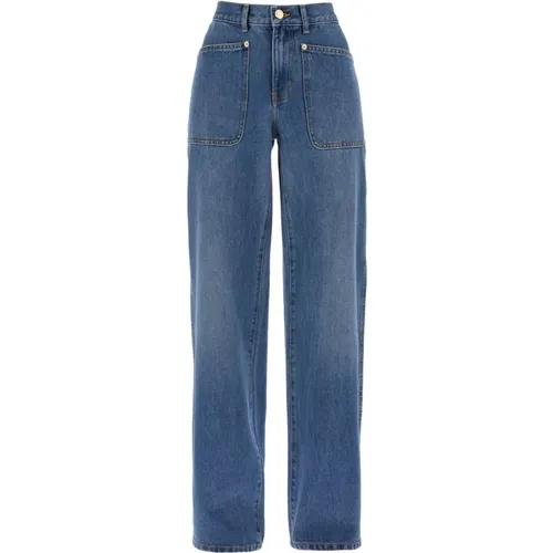High Waisted Cargo Style Denim Jeans , Damen, Größe: W27 - TORY BURCH - Modalova