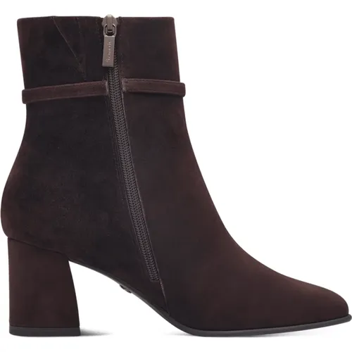 Mocca Suede Stylish Ankle Boots , female, Sizes: 6 UK, 5 UK, 7 UK, 4 UK - tamaris - Modalova