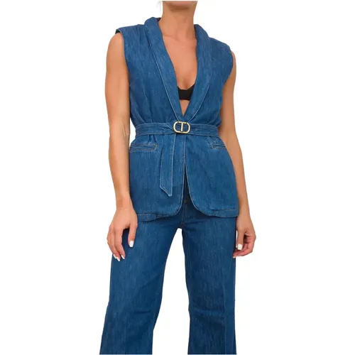 Denim Blau Weste , Damen, Größe: XS - Twinset - Modalova