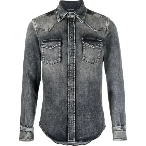 Black Faded Denim Shirt - Air Component , male, Sizes: M - Dolce & Gabbana - Modalova