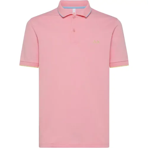 Polo-Shirt mit kleinem Kragenstreifen , Herren, Größe: M - Sun68 - Modalova