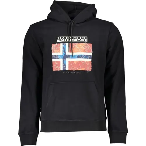 Cotton Hooded Sweatshirt with Logo Print , male, Sizes: L, M, 2XL, XS, S - Napapijri - Modalova