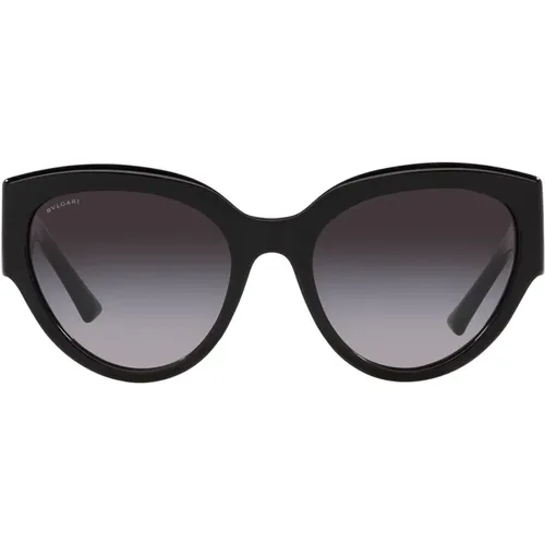 Schmetterlings-Sonnenbrille mit Schwarzem Rahmen und Grauen Verlaufsgläsern - Bvlgari - Modalova