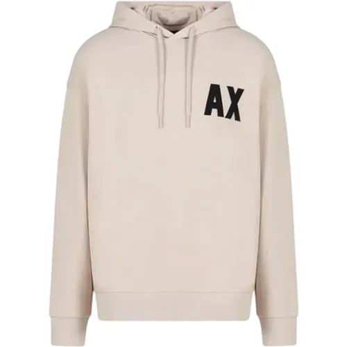 Beiger Herren-Sweatshirt mit AX-Stickerei , Herren, Größe: L - Armani Exchange - Modalova