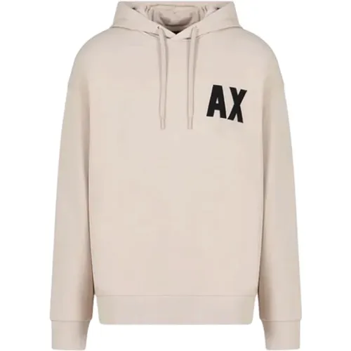 Beiger Herren-Sweatshirt mit AX-Stickerei , Herren, Größe: M - Armani Exchange - Modalova