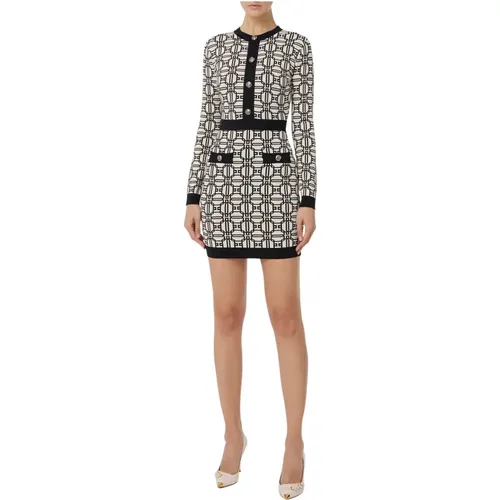 Minikleid mit Jacquard-Logo-Print , Damen, Größe: L - Elisabetta Franchi - Modalova