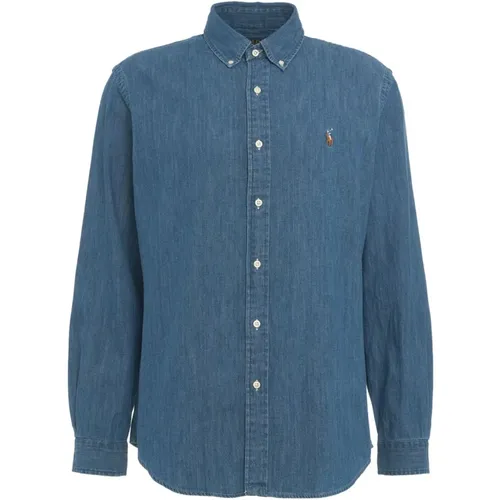 Klassisches Denim Hemd Blau , Herren, Größe: XL - Polo Ralph Lauren - Modalova