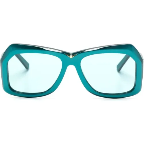 Metallic Teal Sunglasses , female, Sizes: 57 MM - Marni - Modalova