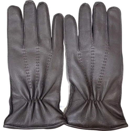 Handmade Mens Elegant Leather Gloves , male, Sizes: 9 IN, 9 1/2 IN - Restelli Guanti - Modalova