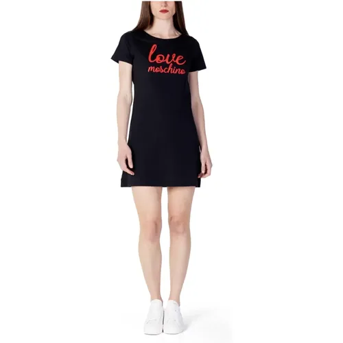 Printed Short-Sleeve Dress , female, Sizes: 2XL, XL, M, L - Moschino - Modalova