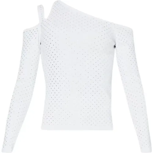 Weiße Sweaters mit Cut Out Strass , Damen, Größe: S - Liu Jo - Modalova