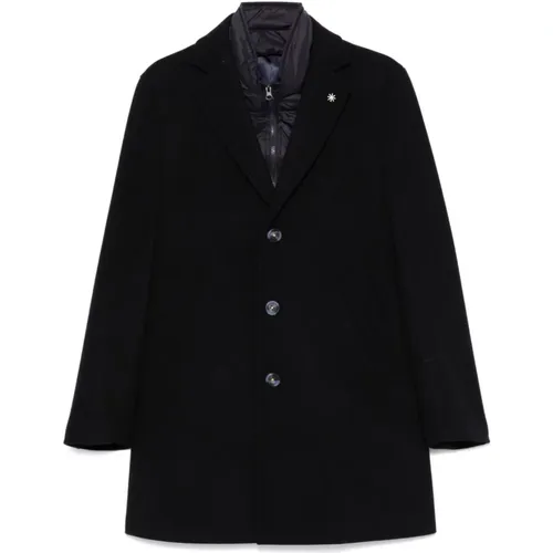 Navy Wool Blend Coat , male, Sizes: M, 2XL, XL - Manuel Ritz - Modalova