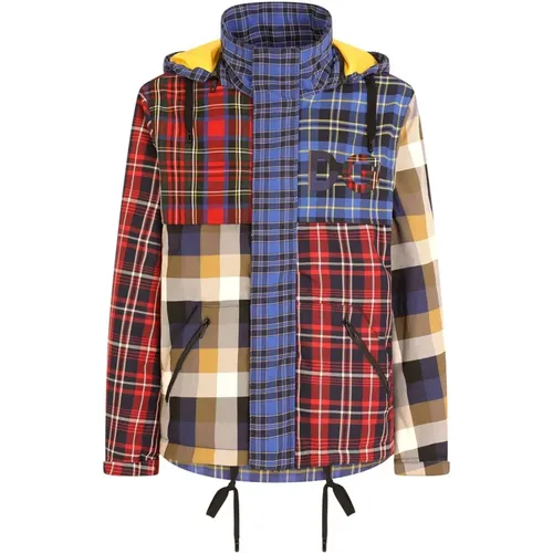 Patchwork Plaid Check Coat , male, Sizes: M - Dolce & Gabbana - Modalova