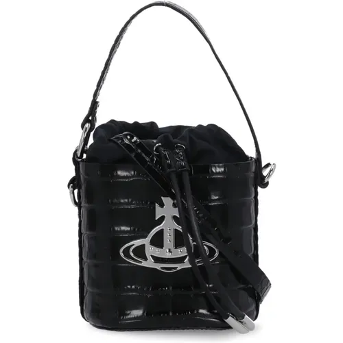 Schwarze Croc Eimer Tasche Frau - Vivienne Westwood - Modalova