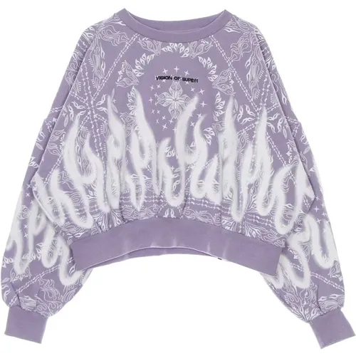 Flames Print Crop Hoodie , female, Sizes: S - Vision OF Super - Modalova