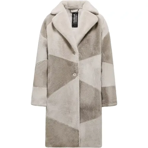 Checkered Lapin Eco-Fur Coat , female, Sizes: 3XL, XL, 2XL, XS, M - BomBoogie - Modalova