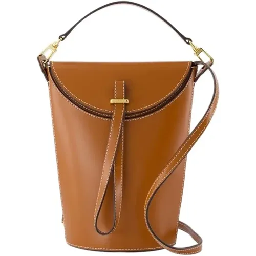 Wandelbare Eimer Tasche - Leder - Braun - STAUD - Modalova