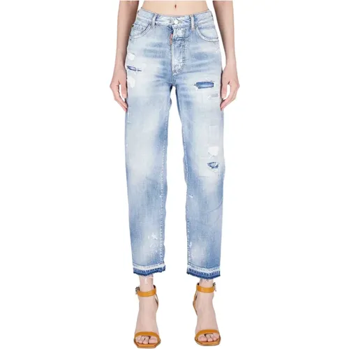 Stilvolle Gerades Jeans mit Farbspritzer-Detail , Damen, Größe: S - Dsquared2 - Modalova