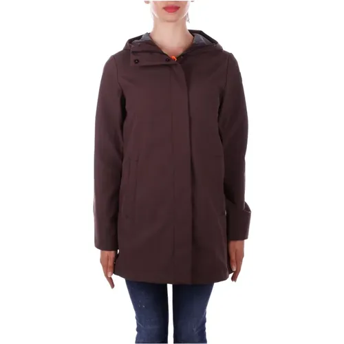 Braune Kapuzenjacke mit Reißverschluss und Knöpfen , Damen, Größe: XS - Suns - Modalova