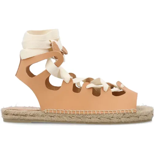 Natural Leather Sandals Open Toe Ribbon , female, Sizes: 4 UK, 3 UK - Castañer - Modalova