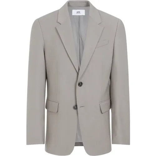 Light Taupe Wool Jacket , male, Sizes: L - Ami Paris - Modalova