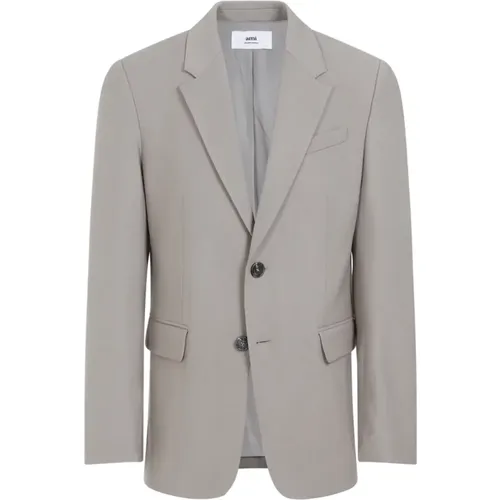 Light Taupe Wool Jacket , male, Sizes: L, XL - Ami Paris - Modalova