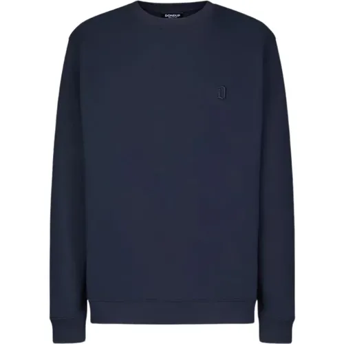 Blaue Baumwoll-Sweatshirt mit Logodruck , Herren, Größe: S - Dondup - Modalova