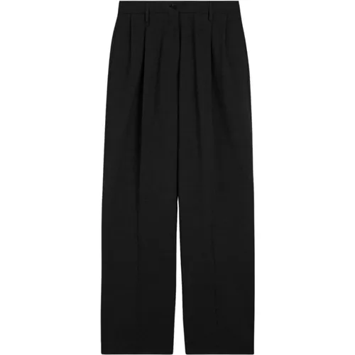 Hoch taillierte Hose mit Falten und weitem Bein , Damen, Größe: XS - Aspesi - Modalova