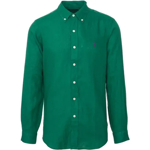 Grünes Leinenhemd für Männer , Herren, Größe: XL - Ralph Lauren - Modalova