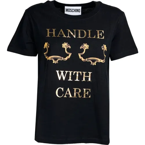 Handle With Care Tshirt , female, Sizes: S, XS - Moschino - Modalova